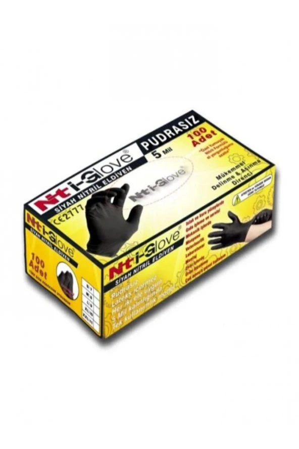 Nt i-Glove Siyah Nitril Eldiven Pudrasız 5 mil XL ürün görseli 1