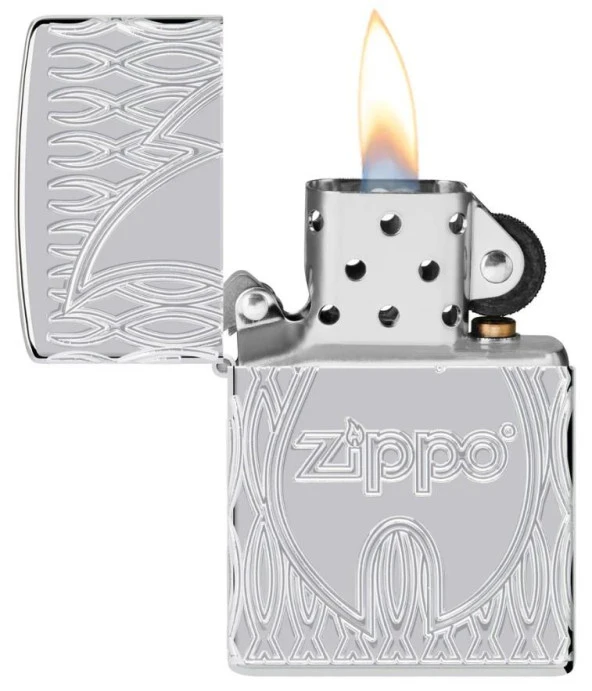 Zippo Armor Flame Polished Chrome Dizayn Çakmak - Resim 3
