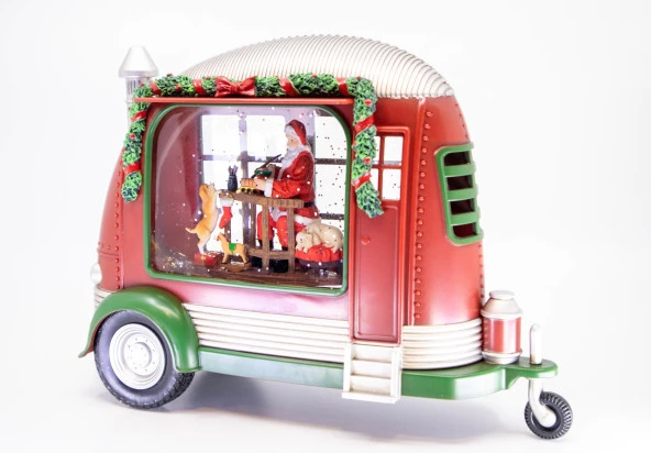 Noel Baba Karavan Işıklı ve Müzikli Kar Küresi - Resim 2