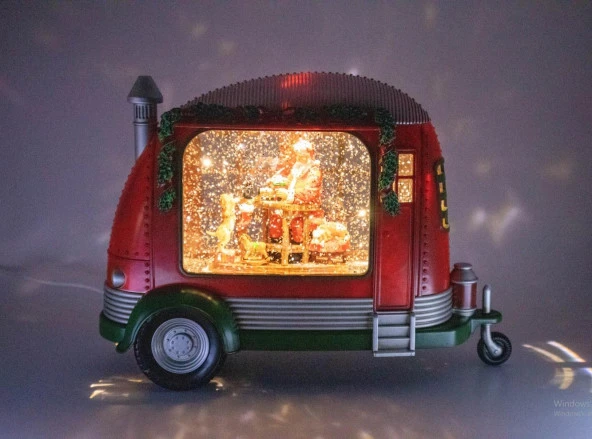 Noel Baba Karavan Işıklı ve Müzikli Kar Küresi - Resim 5