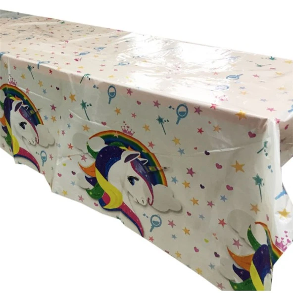 dzc kuzenler avm unicorn parti süs masa örtüsü 120*180 plastik ürün görseli 1