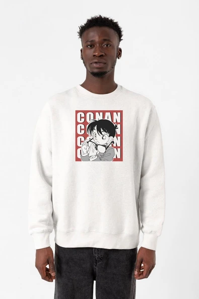 Detective Conan Anime Conan Poster Beyaz Erkek 2ip Sweatshirt ürün görseli 1