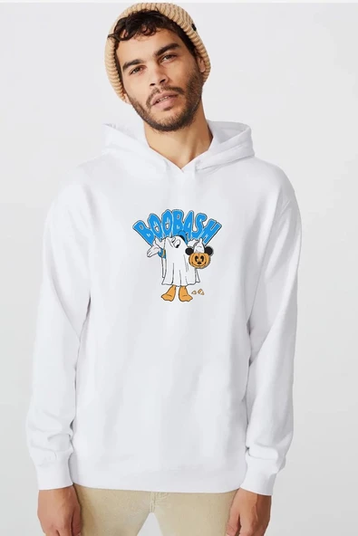Donal Boobash Halloween Beyaz Erkek 3ip Kapşonlu  Sweatshirt ürün görseli 1