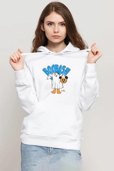 Donal Boobash Halloween Beyaz Kadın 3ip Kapşonlu Sweatshirt ürün görseli 1