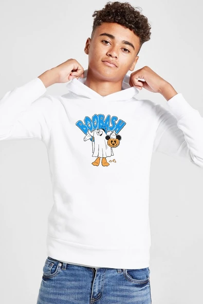 Donal Boobash Halloween Beyaz Çocuk 3ip Kapşonlu  Sweatshirt ürün görseli 1