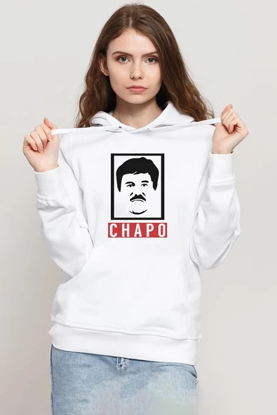 El Chapo Gangster Swagger Beyaz Kadın 3ip Kapşonlu Sweatshirt ürün görseli 1