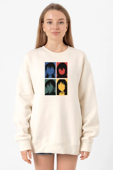 Erased Anime All Main Character Minimal Colorful Art Ekru Kadın 2ip Sweatshirt ürün görseli 1