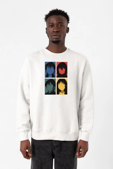 Erased Anime All Main Character Minimal Colorful Art Beyaz Erkek 2ip Sweatshirt ürün görseli 1