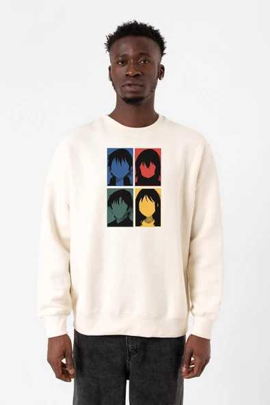Erased Anime All Main Character Minimal Colorful Art Ekru Erkek 2ip Sweatshirt ürün görseli 1