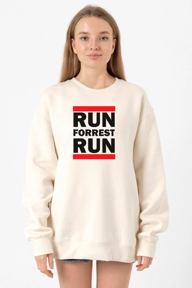 Forrest Gump Run Forrest Run Ekru Kadın 2ip Sweatshirt ürün görseli 1