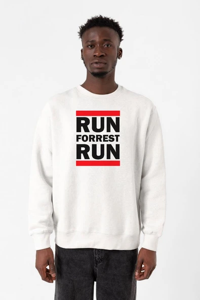 Forrest Gump Run Forrest Run Beyaz Erkek 2ip Sweatshirt ürün görseli 1