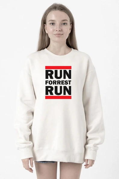 Forrest Gump Run Forrest Run Beyaz Kadın 2ip Sweatshirt ürün görseli 1