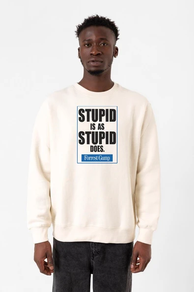 Forrest Gump Stupid Is As Stupid Does Ekru Erkek 2ip Sweatshirt ürün görseli 1