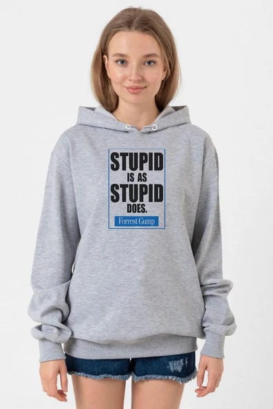 Forrest Gump Stupid Is As Stupid Does Grimelanj Kadın 3ip Kapşonlu Sweatshirt ürün görseli 1