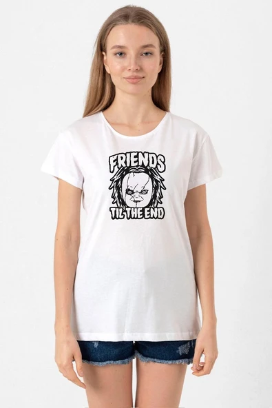 Friends Til The End Beyaz Kadın Bisikletyaka Tshirt ürün görseli 1