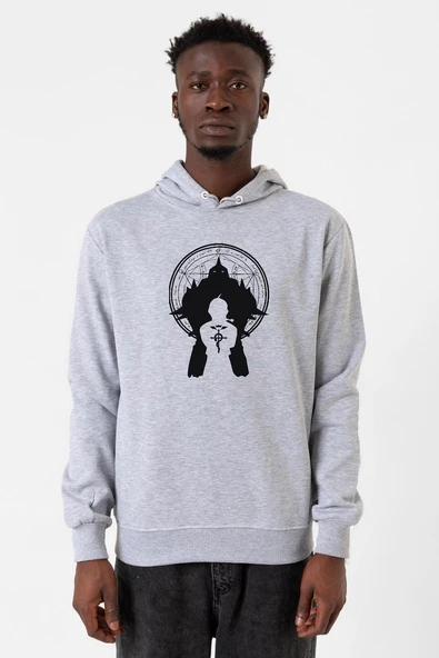 Fullmetal Alchemist Anime Logo Grimelanj Erkek Kapşonlu 3ip Sweatshirt ürün görseli 1