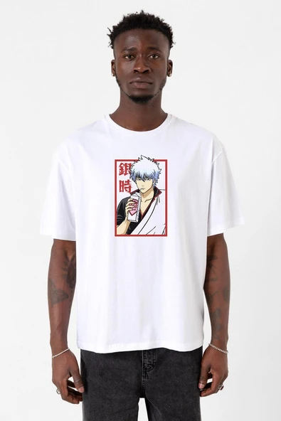 Gintama Anime Gintoki Fruit Juice Beyaz Erkek Oversize Tshirt ürün görseli 1