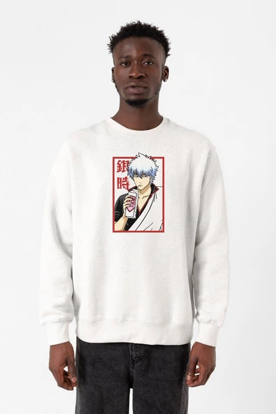 Gintama Anime Gintoki Fruit Juice Beyaz Erkek 2ip Sweatshirt ürün görseli 1