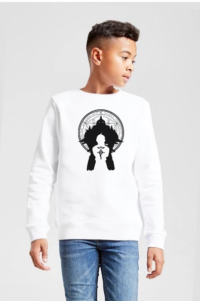 Fullmetal Alchemist Anime Logo Beyaz Çocuk 2ip Sweatshirt ürün görseli 1