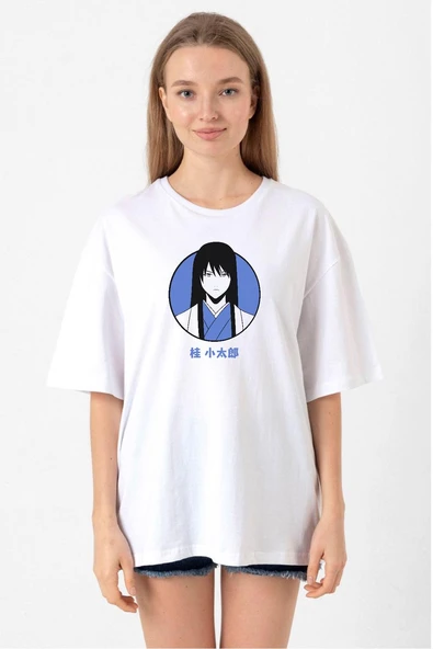 Gintama Anime Kotaro Minimal Beyaz Kadın Oversize Tshirt ürün görseli 1