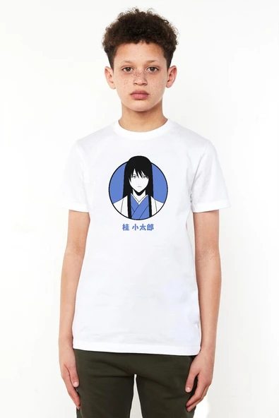 Gintama Anime Kotaro Minimal Beyaz Çocuk Bisikletyaka Tshirt ürün görseli 1
