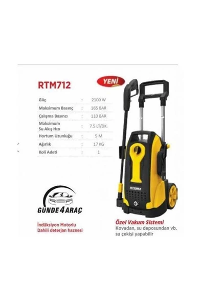 Rtrmax RTM712 YIKAMA MAKİNASI 165 BAR - Resim 2