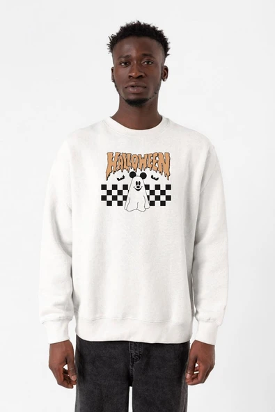 Halloween Mickey Ghost Beyaz Erkek 2ip Sweatshirt ürün görseli 1