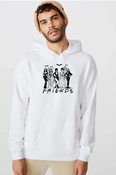 Halloween Friends Beyaz Erkek 3ip Kapşonlu  Sweatshirt ürün görseli 1
