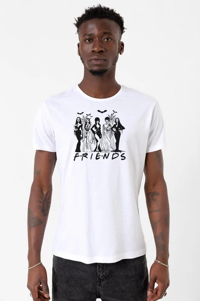 Halloween Friends Beyaz Erkek Bisikletyaka Tshirt ürün görseli 1
