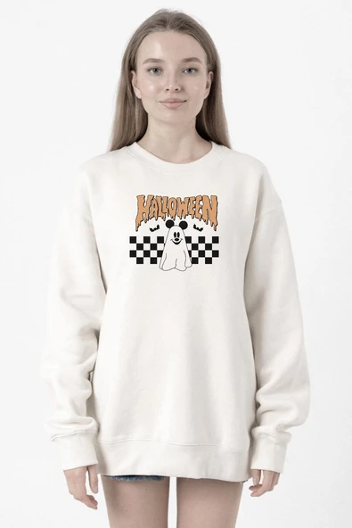 Halloween Mickey Ghost Beyaz Kadın 2ip Sweatshirt ürün görseli 1