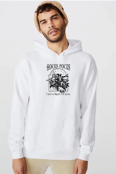 Hocus Pocus I Put A Spell On You Beyaz Erkek 3ip Kapşonlu  Sweatshirt ürün görseli 1