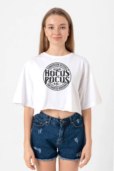 Hocus Pocus Sanderson Sisters Beyaz Kadın Crop Tshirt ürün görseli 1