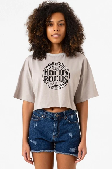 Hocus Pocus Sanderson Sisters Taş Rengi Kadın Crop Kapşonlu ürün görseli 1