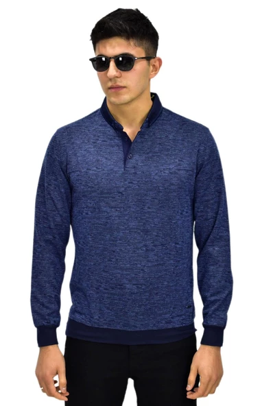 Erkek Polo Yaka Sweatshirt R2255 BGL-ST03201 ürün görseli 1