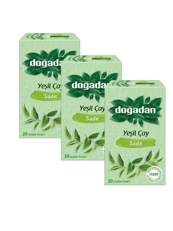 YEŞİL ÇAY SADE 20 SÜZEN POŞET, 3 PAKET ürün görseli 1
