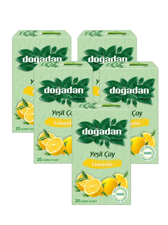 YEŞİL ÇAY LİMONLU 20 SÜZEN POŞET, 5 PAKET ürün görseli 1