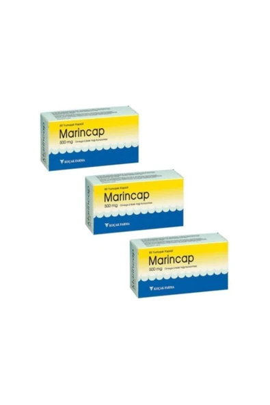 Marincap Omega 3 500 mg 60 Kapsül Balık Yağı Konsantresi 500 Mg 60 x 3'lü Paket - Marincor 500 mg Balık Yağı 60 Yumuşak Kapsül Yeni İsmiyle ürün görseli 1