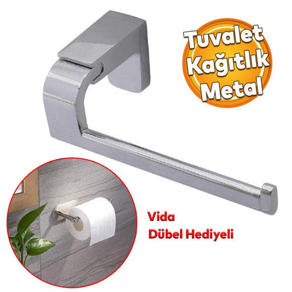 Tuvalet Kağıtlık Aparat Açık WC Kağıt Standı Bez Havluluk Paslanmaz Metal Sağlam Vidalı Krom Renk ürün görseli 1