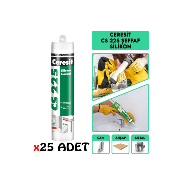 CERESİT CS 225 SİLİKON ŞEFFAF 280 GR x 25 ADET ürün görseli 1