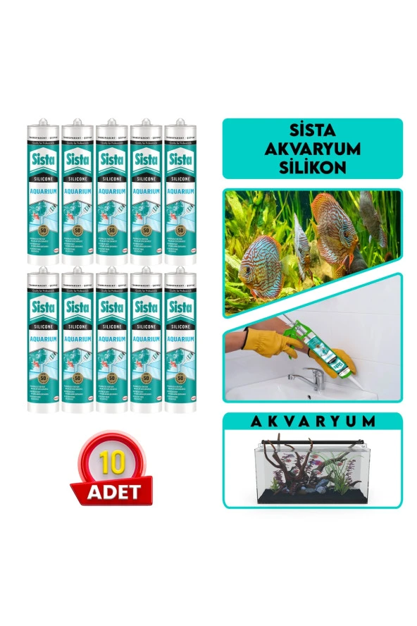 Sista Akvaryum Şeffaf Silikon 280 ml 10 Adet ürün görseli 1