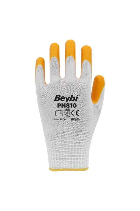 Beybi Pn810 Nitril iş Eldiveni Sarı-beyaz No:10 "48 Çift" ürün görseli 1