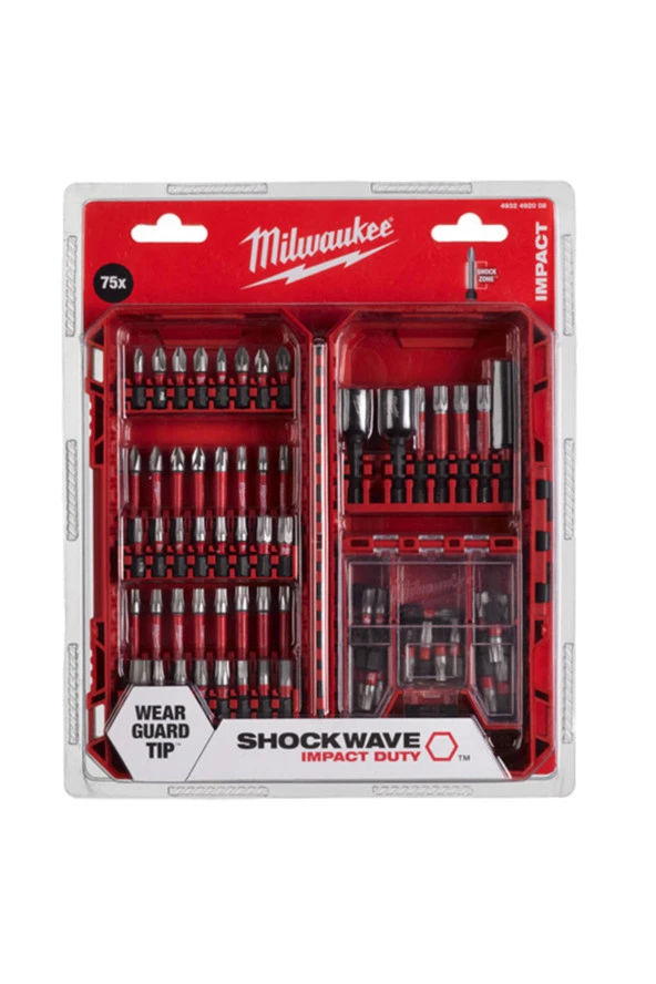 MİLWAUKEE SHOCKWAVE BİTS UÇ SETİ 75 PARÇA 4932492008 ürün görseli 1