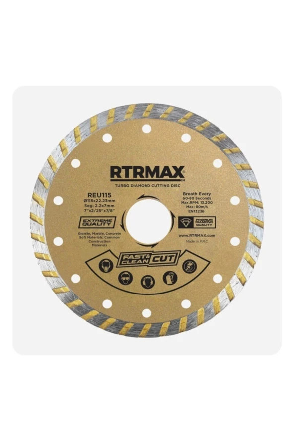 RTRMAX Turbo Kanallı Elmas Testere 180 Mm ürün görseli 1