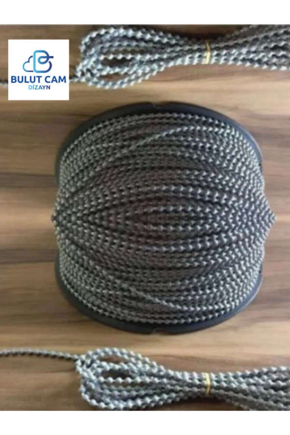 Bulut Dizayn-10metre Cam Balkon Plastik Boncuklu Ip Zincirleri Boncuk Çapı 4.5mm (GRİ) ürün görseli 1