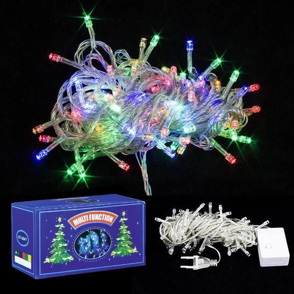 Led Işık Yılbaşı Ağacı Işığı 220V Fişli 8 Fonksiyonlu KARIŞIK RENKLİ RGB Yılbaşı Ağaç Işığı ürün görseli 1