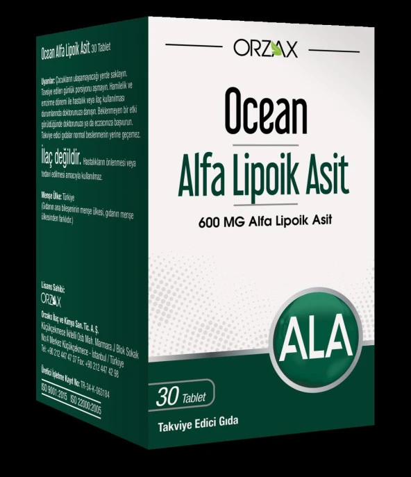 Ocean Alfa Lipoik Asit 600 mg 30 Tablet ürün görseli 1