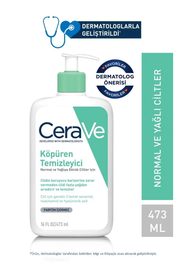 Cerave Foaming Cleanser Normal & Yağlıya Dönük Ciltler İçin 473 ml ürün görseli 1