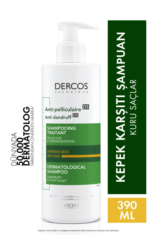 Vichy Dercos Anti-Dandruff Şampuan Kuru Saçlar için Kepek Karşıtı 390 ml ürün görseli 1