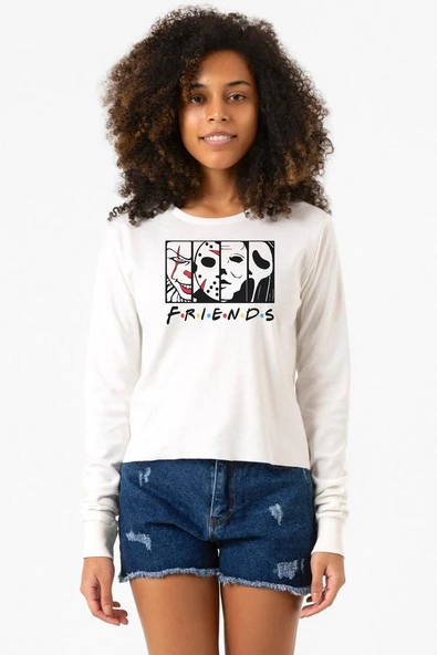 Horror Character Friends Ekstra Uzunkol Sweatshirt Ekru ürün görseli 1