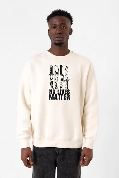 Horror Knifes No Live Matter Ekru Erkek 2ip Sweatshirt ürün görseli 1